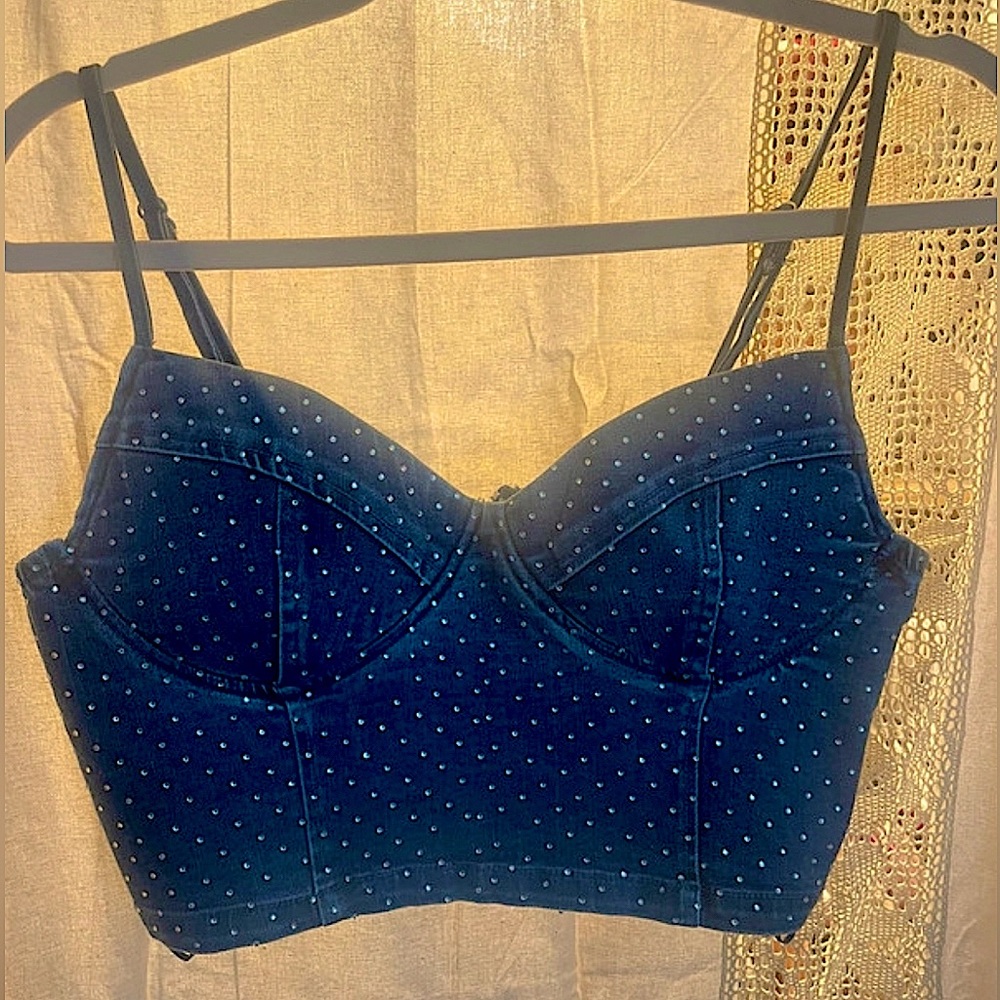 Bedazzled Denim Corset Top